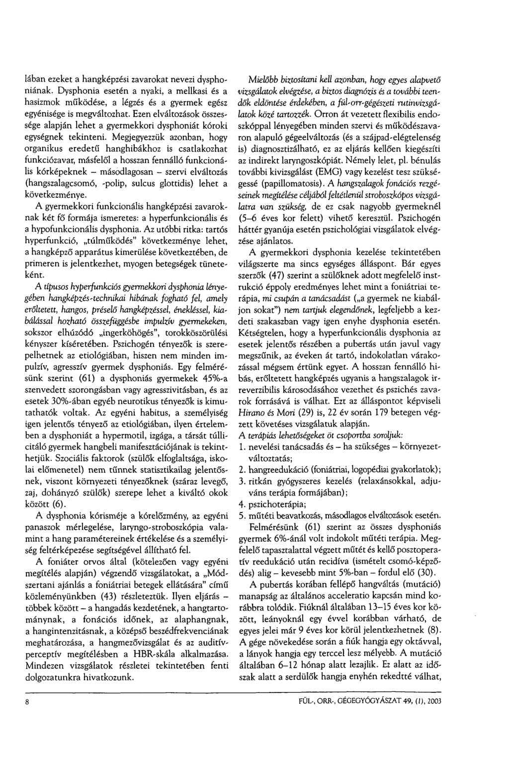 Iában ezeket a hangképzési zavarokat nevezi dysphoniának.