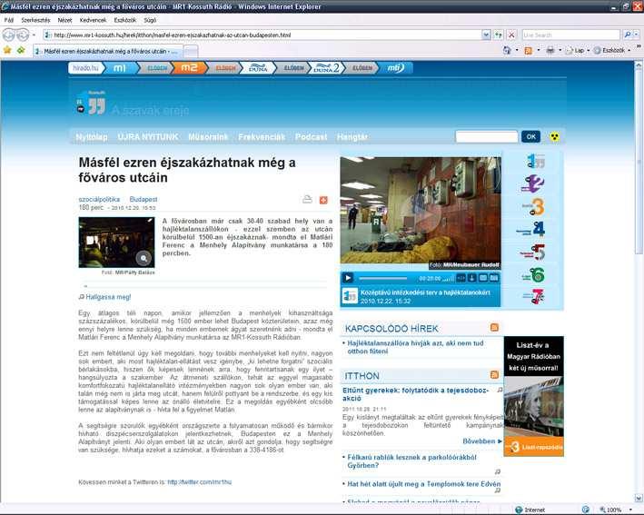 Szolgálatunkat. Forrás: http://www.mr1- kossuth.hu/hirek/itthon/masfelezren-ejszakazhatnak-az-utcanbudapesten.