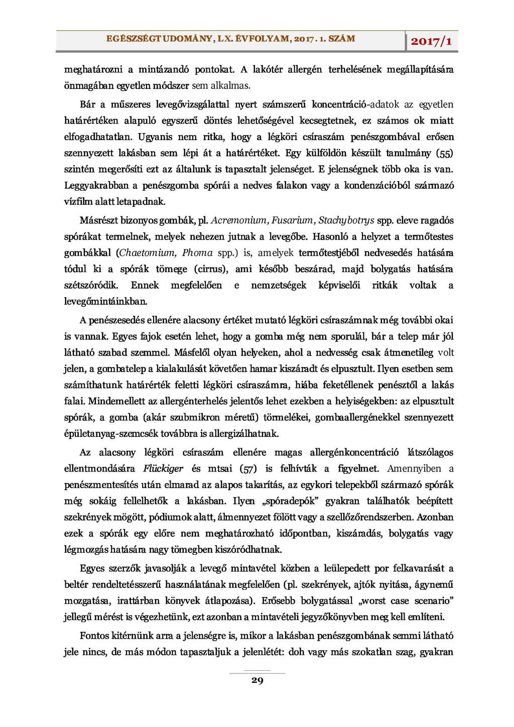 EGÉSZSÉGTUDOMÁNY, L ^ ^ ^ ^ A M, 2017. l. SZÁM ^2017/1 meghatározni a mintázandó p o n t o k a t.