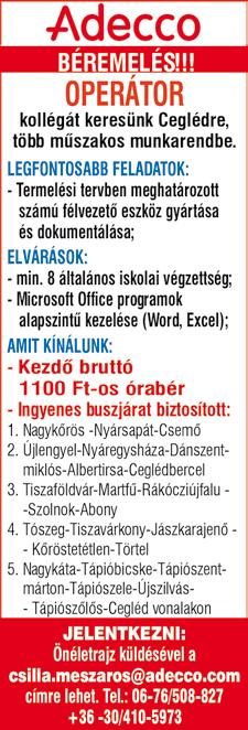 Amit kínálunk: korszerű járművek, kiemelt bérezés. Havi átlag kereset 450.000 Ft.