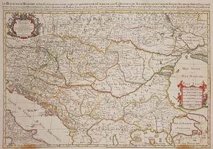 Középen szalaggal megköthető, korabeli pergamenkötésben. Márványozott előzéklapokkal. Compilation of 42 coloured copper engraved maps.