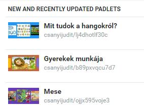2.ábra Virtuális fal - PADLET Az ábécé megtanulásához zenés alkalmazás áll a