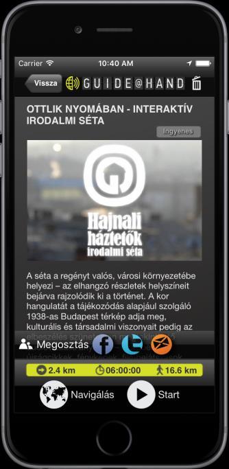 ábra: Teljes séta kezdő képernyője Összegzés Elismerések Az interaktív séta az alábbi hazai és nemzetközi elismerésekben részesült: Az International Center for New Media által kiírt Europian Youth
