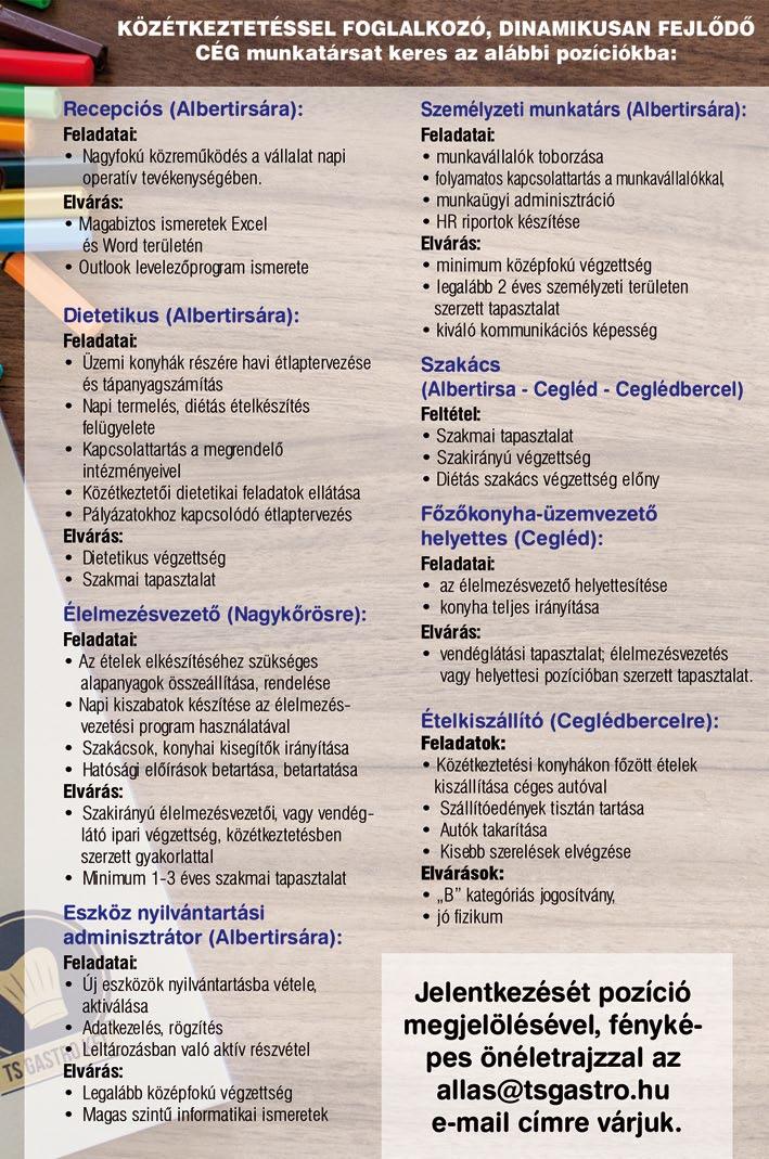 Érdeklődni, további info az alábbi telefonszámon: +36 30 978 5478 NAGYKŐRÖSI egyszemélyes terményboltunkba értékesítő kollégát keresünk. Kiemelkedő bér, juttatások.