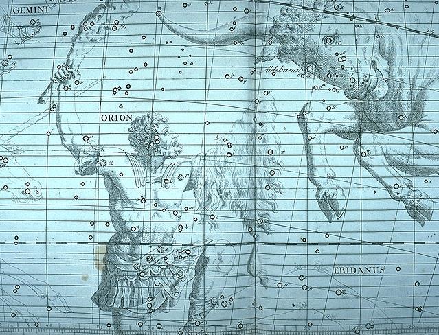 (Hasonló, de még pontosabb: John Flamsteed: Atlas Coelestis, 1729 közel 3000 csillag katalógusához, de az atlaszban csak a szabad szemmel