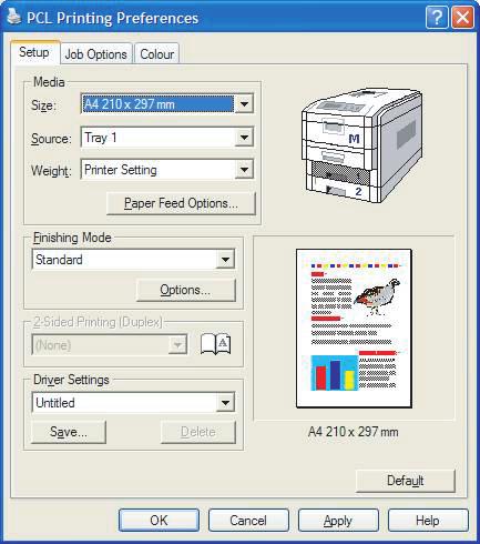 Az adathordozó alapértékeinek beállítása a PCL illesztőprogrammal 1 2 3 4 5 Windows XP/2000 1 2 3 4 5 Windows 98 1.