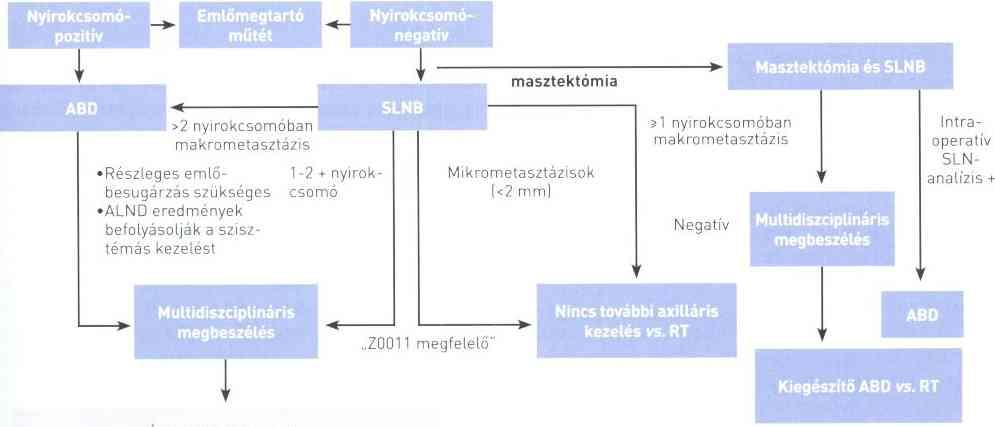 AZ EMLŐRÁK KORSZERŰ SEBÉSZI KEZELÉSE 199 T1-T2 invazív emlőrák F iziká lis vizsg á la t + a x illá ris UH és FNA/core Életkor, társbetegség, ER/PR és HER2 re ceptorstátus, tu m o rm é re t,