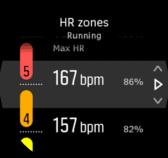 Az alapértelmezett pulzustartományok a következő útvonalon állíthatók be: Training (Aktivált edzés)» Intensity zones (Intenzitástartományok)» Default zones (Alapértelmezett tartományok). 1.