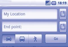 9.4 9.4.1 Útvonaltervezés autóhoz, tömegközlekedéshez és gyalogos közlekedéshez Ajánlott útvonalak kérése A térkép képernyőn nyomja meg a Menü gombot, majd érintse meg a Útvonaltervezés lehetőséget.