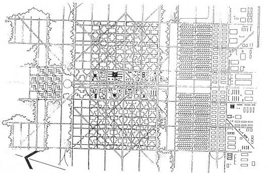 21. Le Corbusier elképzelése a függőleges kertváros alapsejtjéről, amit unité -nek nevez. A terv a város a házban gondolat szellemes építészeti megfogalmazása. 22.