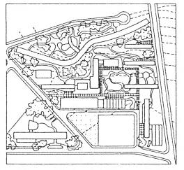 Le Corbusier tanítványok Brazíliában: E Reidy festői lakótelepe Rio de Janeiro mellett.