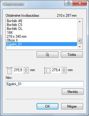 3 Kattintson az [Új] gombra. 3 4 5 7 6 4 Adja meg a papír méretét.
