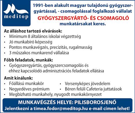 Tiszta, kultúrált munkakörnyezet.