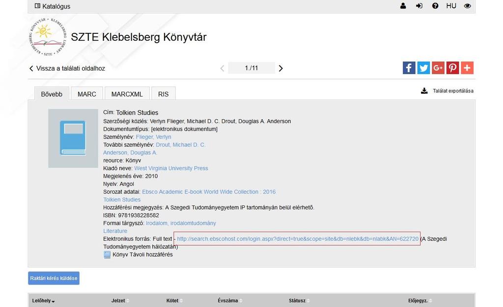 Full text szöveg melletti kék linkre kattintva a konkrét könyvet találjuk teljes szöveggel. Innentől kezdve a fent leírt folyamat 4.