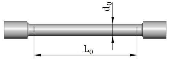 Egy jellegzetes hengeres szakító próbatest képe látható az 1. ábrán.