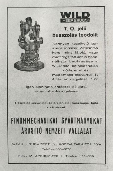 3. ábra: Erdészeti célokra hirdetett Wild T0, egy korabeli plakáton (www.gammatech.hu). A busszola-teodolitok felépítése és működése a teodolitokéhoz hasonló.
