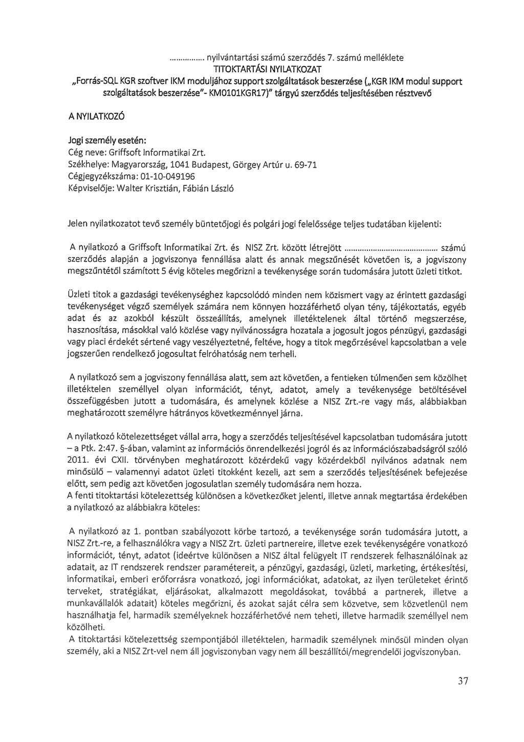 . nyilvántartási számú szerződés 7.