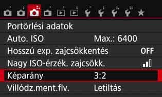 3 A kép képarányának módosításak Módosíthatja a kép képarányát. Az alapértelmezett beállítás a [3:2].