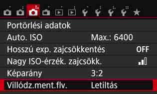 3 A villódzás csökkentések Ha rövid záridővel készít felvételeket, például fénycsöves világítás mellett, a fényforrás villódzása azt okozhatja, hogy a kép alsó és felső részének expozíciója eltér.