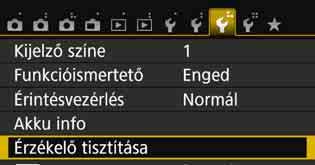 f Automatikus érzékelőtisztítás Amikor a tápkapcsolót <1> vagy <2> helyzetbe állítja, a beépített érzékelőtisztító rendszer működésbe lép, és lerázza az érzékelő elülső részén összegyűlt port.