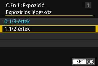 A<W> <X> gombokkal válassza ki a kívánt beállítás számát, majd nyomja meg a <0> gombot. Ha más egyéni funkciókat is be szeretne állítani, ismételje meg a 2 3. lépést.
