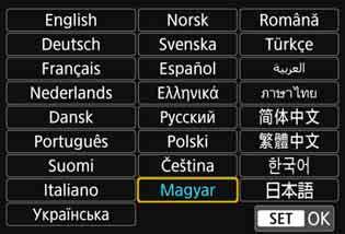 A <W> <X> gombokkal válassza ki a [NyelvK] lehetőséget, majd nyomja meg a