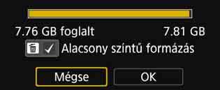 1 Válassza ki a [Kártya formázása] parancsot. A [51] lapon válassza ki a [Kártya formázása] elemet, majd nyomja meg a <0> gombot.
