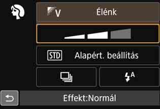 Q Gyorsvezérlés A <G> (HDR háttérfény-kompenzáció) móddal kapcsolatos figyelmeztetések Előfordulhat, hogy a kép nem sima gradációval jelenik meg, szabálytalannak tűnhet, illetve jelentős képzaj