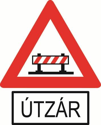 z/4. Útzár (95/d. ábra), a tábla azt jelzi, hogy az utat rendőrség útzár telepítésével lezárta; 95/d. ábra z/5. Körforgalom (95/e.