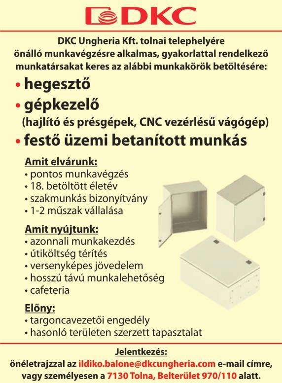 5 MUNKÁT KERES-KÍNÁL Németországba keresünk tapasztalattal