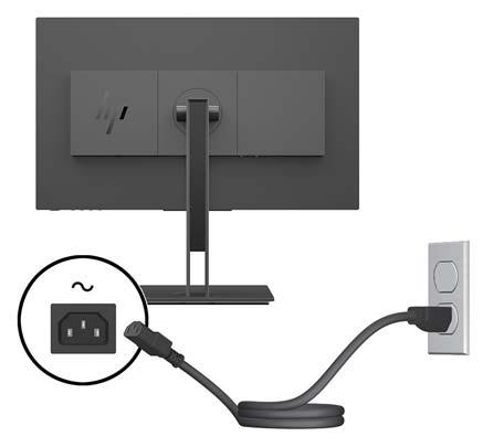 4. Csatlakoztassa a Type-B csatlakozójú, felfelé irányuló USB-kábelt a monitor hátoldalán lévő felfelé irányuló USB porthoz.