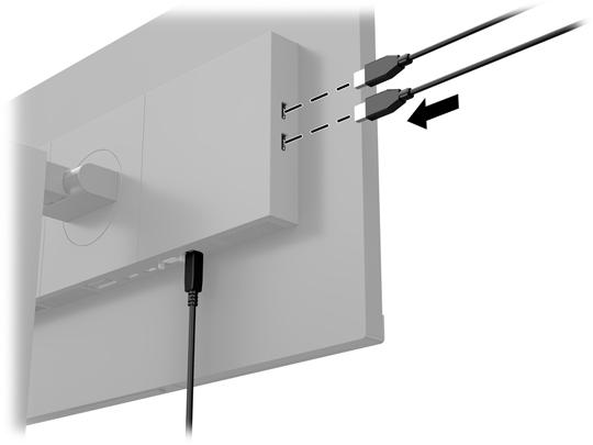 USB-eszközök csatlakoztatása A monitor hátulján található egy USB Type-B felfelé irányuló port.