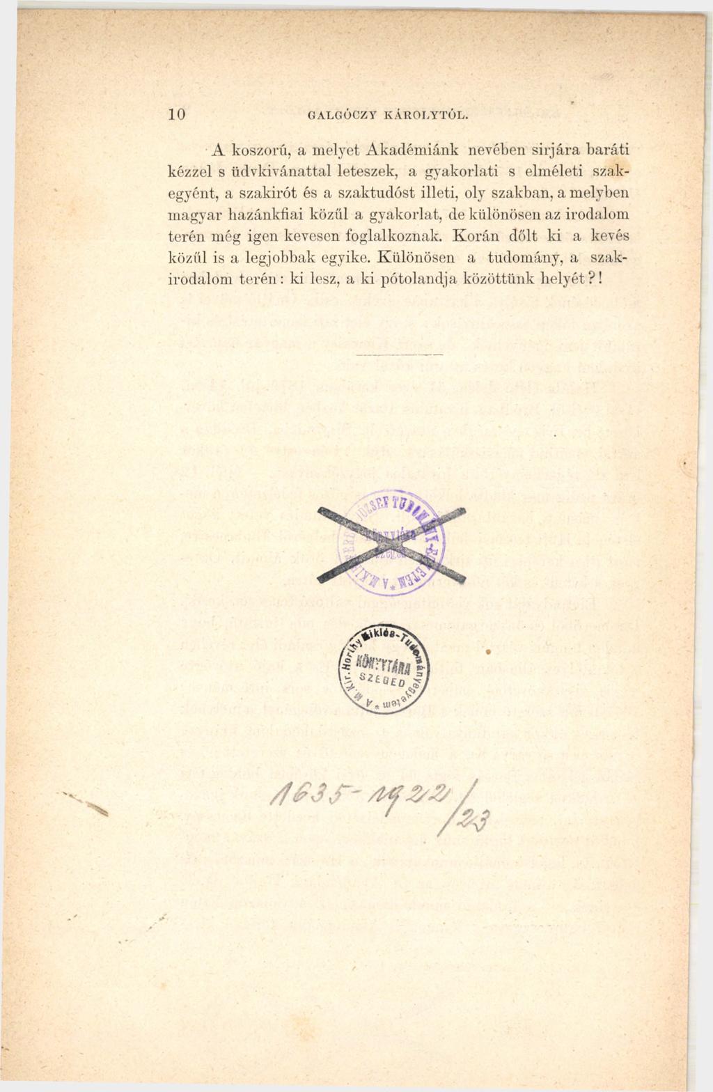 10 GALGÓCZY KÁROI.YTÓL.
