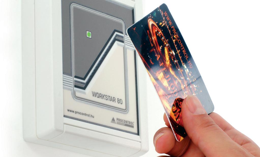 Munkaidőnyilvántartó rendszerek Workstar80 beléptető és munkaidő-nyilvántartó terminál Beléptető és munkaidő-nyilvántartó terminál egy beépített RFID PROXIMITY (közelítő) kártyás olvasóval, valamint