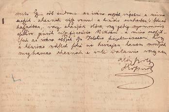 32 Központi Antikvárium 83. Kossuth Lajos (1802-1894) politikus autográf levele ismeretlenhez, a Széchenyi István Politikai program. Töredékek című munkájára válaszoló vitairat finanszírozásáról.