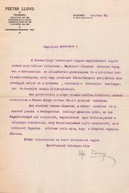 Vészi József (1858-1940) a Pester Lloyd főszerkesztője által saját kezűleg aláírt, gépelt levél Hieronymi Károly politikus özvegyének.