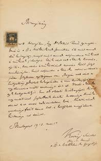 Központi Antikvárium 57 153. Korányi Frigyes (1827-1913) orvos, akadémikus autográf, magyar nyelvű igazolása Dr. Bálint Rezső részére. 1 beírt oldal. Kelt: Bp., 190