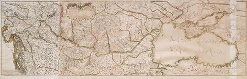 Its engraver Matthäus Seutter incorporated the title field in the ornate cartouche depicted on the area of the Black Sea and put a bar scale in the bottom left corner where his name also appears.