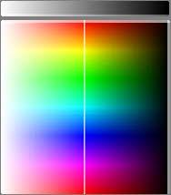 Szín: 0-359 Fekete (0) Telítettség (0-100) Szín (0-359 ) Telítettség: 0-100 Világosság: 0-100 Színinterpoláció a zöld és vörös között a HSV és az RGB színrendszerben.
