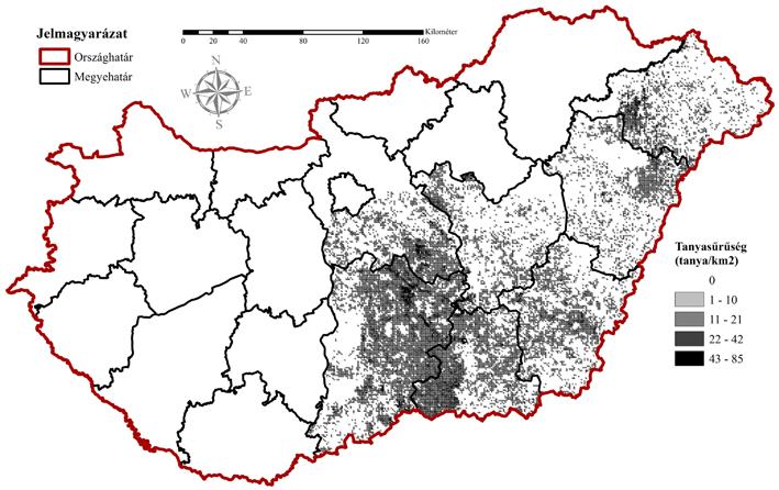 leginkább tanyás területe a Homokhátság, Nyíregyháza, illetve Békéscsaba