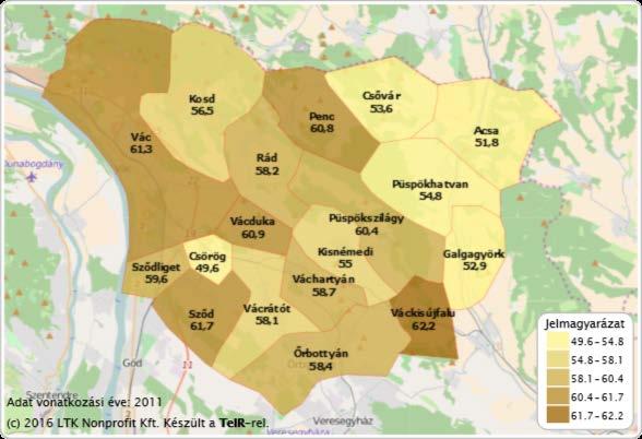 15. ábra Foglalkoztatottak aránya a 15-64 éves népességen belül (%) 2011 forrás: Lechner Nonprofit Kft 16.