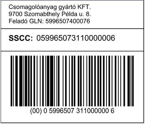 (01)), és a tételszám (AI (10)) feltüntetésével GS1-128 vonalkóddal