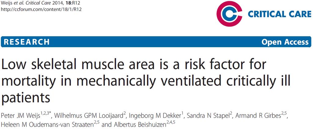 Mérések a gyakorlatban Low skeletal muscle area, as assessed by CT scan is a risk factor for