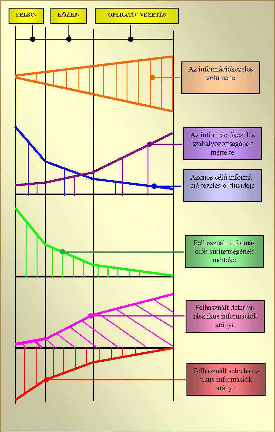 9. ábra Vezetési szintek információellátási karakterisztikái 31 A vezetési szinteket megvizsgálva látható a 9.