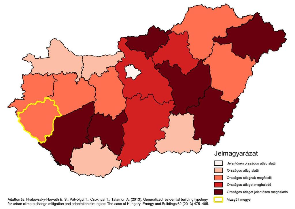25. ábra: Lakóépületek viharok általi veszélyeztetettsége Zala megyében Forrás: Nemzeti Alkalmazkodási Térinformatikai Rendszer E tényezők azt is jelentik, hogy a megyében a nagyobb települések,
