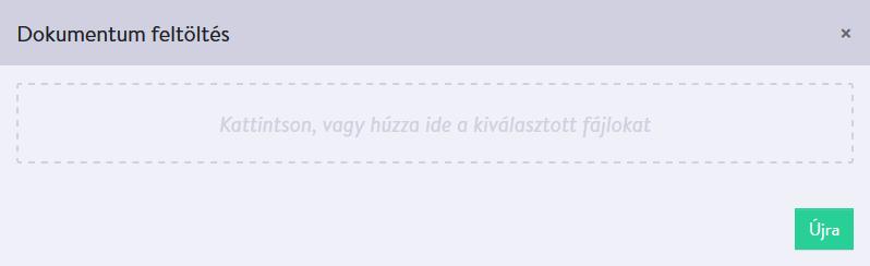 A másik lehetőség, hogy egy fájl tallózó ablakban (pl. Windows Intéző) kijelöli a feltöltendő dokumentumokat és a szaggatott téglalapra húzza (drag & drop).