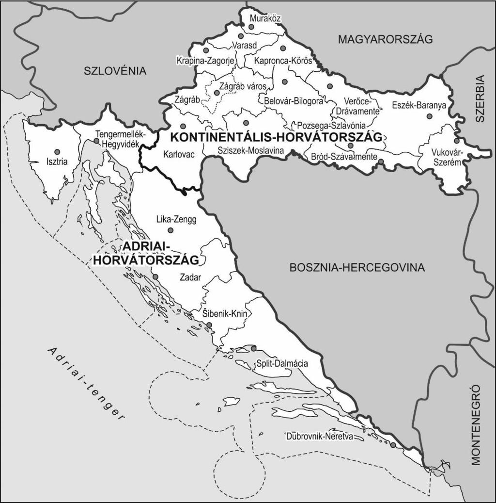 (Zágrábi-medence, Drávamenti-síkság, Alsó-Száva-síkság, Szlavón-röghegység).
