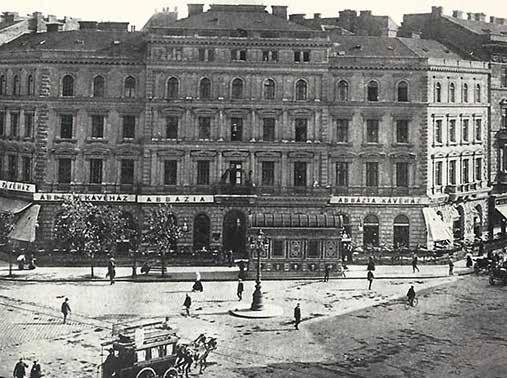 ABBÁZIA KÁVÉHÁZ Az 1888-ban megnyílt helyet hamarosan, a szomszédos üzlethelyiségek felvásárlásával, megnagyobbították, és így Budapest legnagyobb alapterületű kávéháza lett az