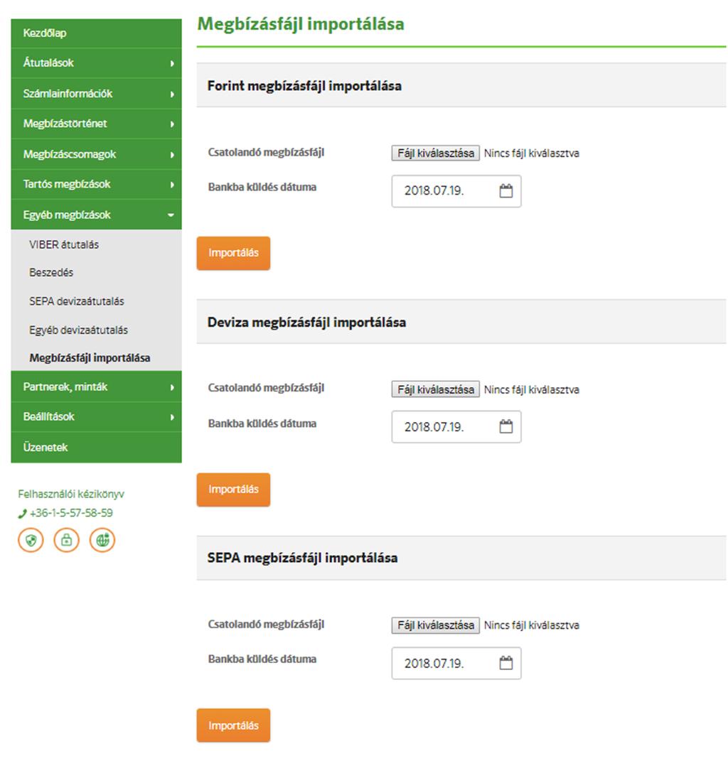 3.7.3 Megbízásfájl importálása Más programban készített kész átutalásfájlokat a Megbízásfájl importálása menüben olvashatók be.