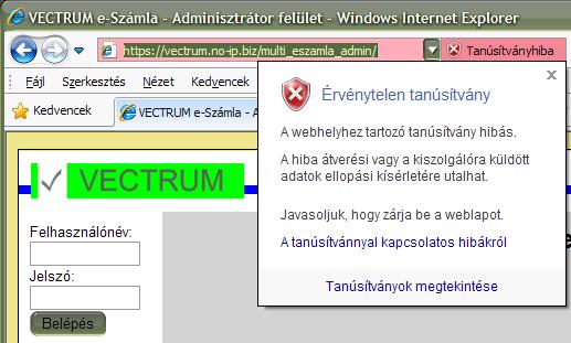 Internet Explorer esetében kattintsunk a Továbblépés erre a webhelyre (nem javasolt). linkre.